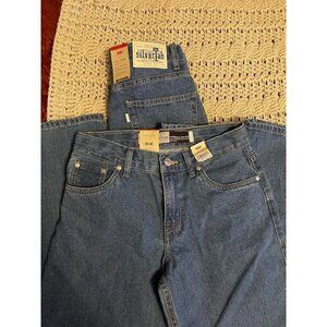 2 PAIR NWT Levis SilverTab Stay Loose Jeans 100% Cotton  Blue‎ Denim SZ 14R 27